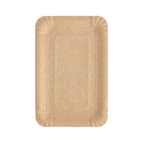 [87942] 4 x 250 Teller, Pappe "pure" eckig 13 cm x 20 cm braun