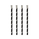 8 x 100 Trinkhalme mit Löffel, Papier Ø 8 mm · 20 cm schwarz/weiss "Stripes"