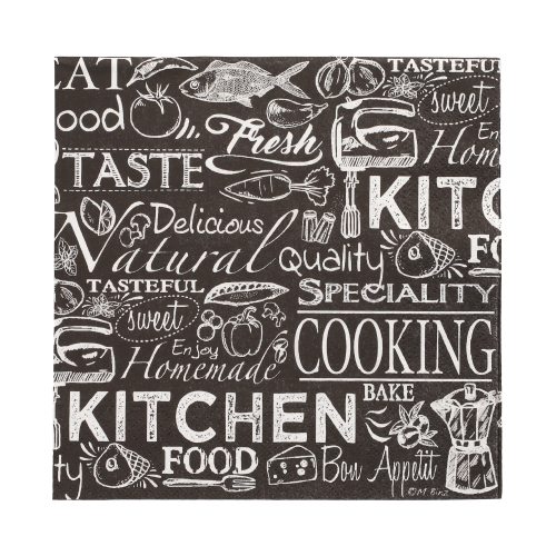 [88077] 10 x 20 Servietten, 3-lagig 1/4-Falz 33 cm x 33 cm "Kitchen"