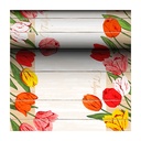 6 x Tischläufer, stoffähnlich, Airlaid 24 m x 40 cm "Blooming Tulips"