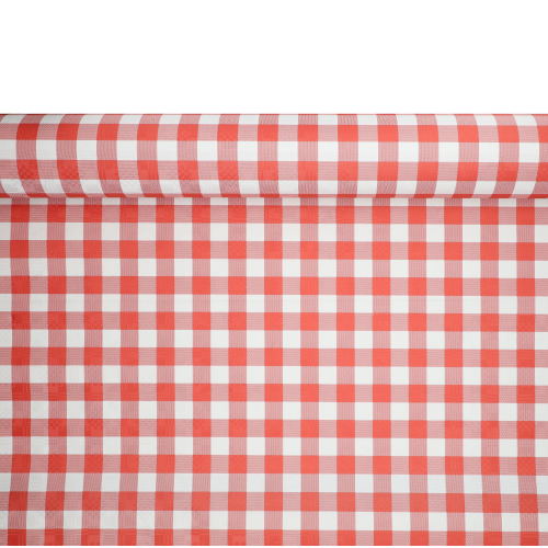 [88163] Papiertischtuch mit Damastprägung 50 m x 1 m rot "Vichy Karo"