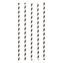 10 x 100 Trinkhalme, Papier Ø 6 mm · 29 cm schwarz/weiss "Stripes"