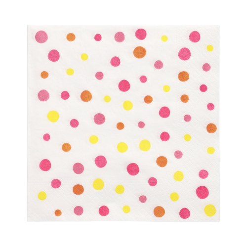 12 x 30 Servietten, 3-lagig 1/4-Falz 33 cm x 33 cm pink "Colourful Dots"