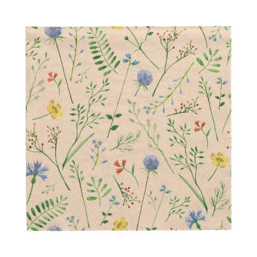[88380] 10 x 20 Servietten, 3-lagig 1/4-Falz 33 cm x 33 cm natur "Sommaräng" aus recyceltem Papier