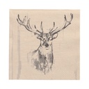 10 x 20 Servietten, 3-lagig 1/4-Falz 33 cm x 33 cm natur "Deer" aus recyceltem Papier