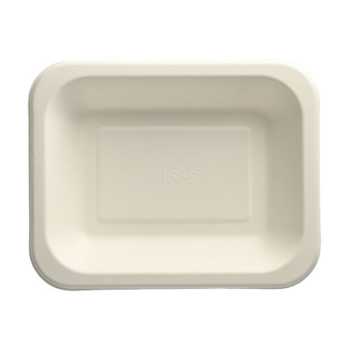 [88400] 6 x 100 Siegelschalen, Zuckerrohr 900 ml 4,2 cm x 18,5 cm x 23,5 cm weiss
