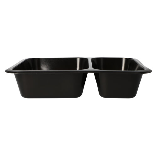 [88434] 10 x 50 Mikrowellenschalen, PP 2-geteilt 1205 ml 4,9 cm x 22,7 cm x 17,8 cm schwarz
