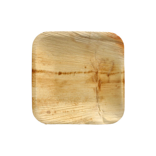 4 x 25 Teller, Palmblatt "pure" eckig 15 cm x 15 cm x 2 cm