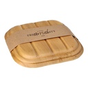 5 x 10 Trays, Palmblatt "pure" eckig 500 ml 6,5 cm x 20 cm x 20 cm mit Deckel und Banderole