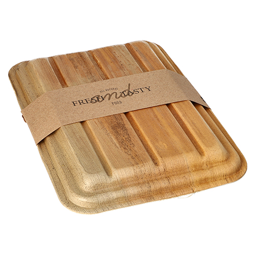 5 x 10 Trays, Palmblatt "pure" 2-geteilt 400 ml 5,5 cm x 17,5 cm x 25,5 cm mit Deckel und Banderole