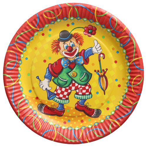 20 x 10 Teller, Pappe rund Ø 23 cm "Clown"