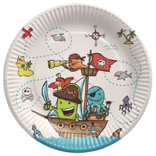 [88581] 20 x 10 Teller, Pappe rund Ø 23 cm "Pirate Crew"