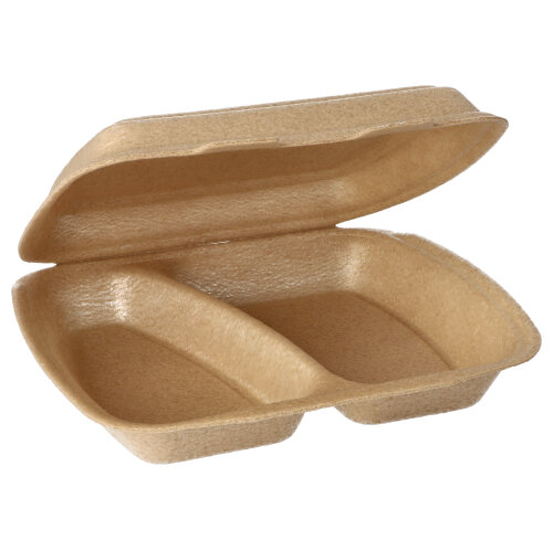 4 x 50 Menüboxen mit Klappdeckel, XPP 2-geteilt 7 cm x 20,5 cm x 24 cm beige