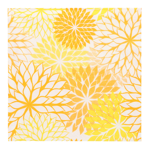 [88595] 10 x 20 Servietten, 3-lagig 1/4-Falz 40 cm x 40 cm gelb "Floralies"