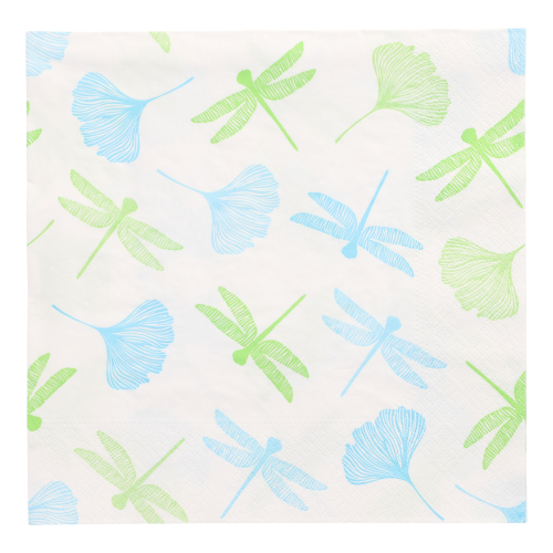 [88598] 10 x 20 Servietten, 3-lagig 1/4-Falz 40 cm x 40 cm grün "Ginko"