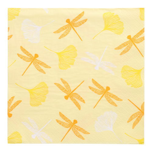 10 x 20 Servietten, 3-lagig 1/4-Falz 40 cm x 40 cm gelb "Ginko"