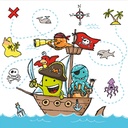10 x 20 Servietten, 3-lagig 1/4-Falz 33 cm x 33 cm "Pirate Crew"