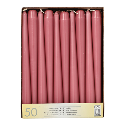 2 x 50 Leuchterkerzen Ø 2,2 cm · 25 cm altrosa