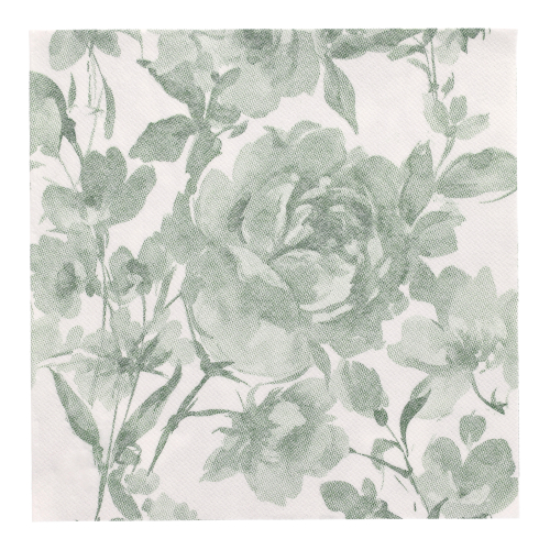 5 x 50 Servietten "ROYAL Collection" 1/4-Falz 40 cm x 40 cm dunkelgrün "Rose"
