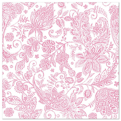 [88748] 5 x 50 Servietten "ROYAL Collection" 1/4-Falz 40 cm x 40 cm fuchsia "Paisley"