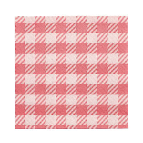 10 x 100 Servietten, 1-lagig 1/4-Falz 33 cm x 33 cm rot/weiss "Vichy Karo"