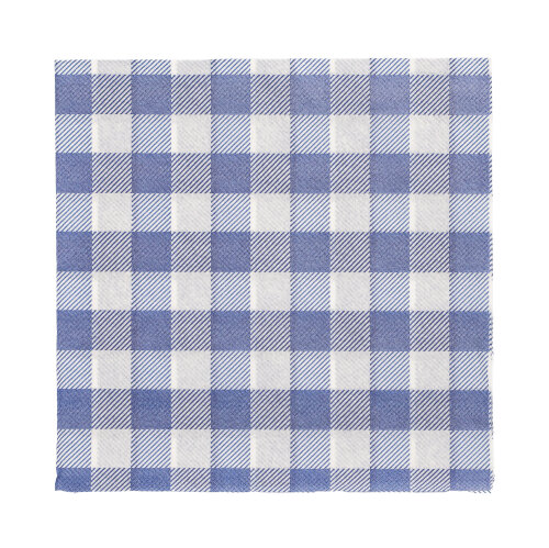 [88763] 10 x 100 Servietten, 1-lagig 1/4-Falz 33 cm x 33 cm blau/weiss "Vichy Karo"