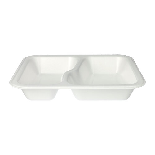 6 x 100 Siegelschalen, XPS 2-geteilt 1000 ml 4,2 cm x 21,2 cm x 24,7 cm weiss laminiert