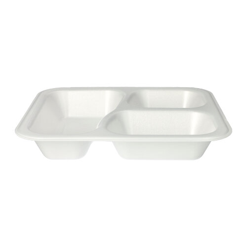 6 x 100 Siegelschalen, XPS 3-geteilt 925 ml 4,2 cm x 21,2 cm x 25 cm weiss laminiert