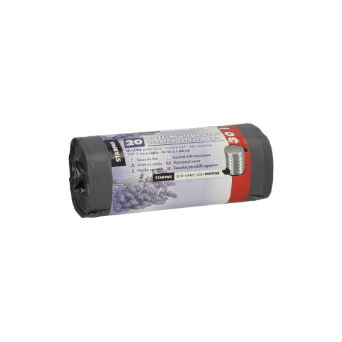 [88808] 20 x 20 Müllbeutel, LDPE mit Duft 30 l 60 cm x 50 cm grau - Lavender