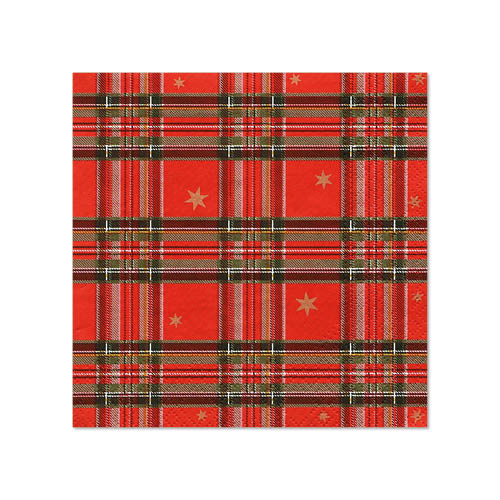 [88826] 14 x 20 Servietten, 3-lagig 1/4-Falz 25 cm x 25 cm "Tartan"