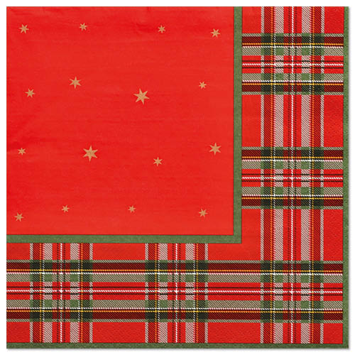 15 x 20 Servietten, 3-lagig 1/4-Falz 40 cm x 40 cm "Tartan"
