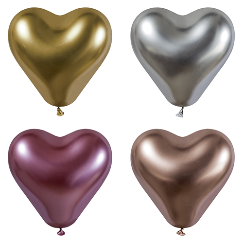 10 x 4 Luftballons Ø 28 cm farbig sortiert "Glossy Heart" large