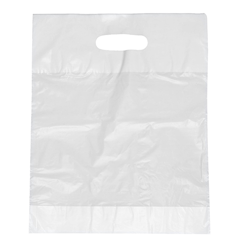 2 x 100 Griffloch-Tragetaschen, HDPE 50 cm x 45 cm x 8 cm weiss