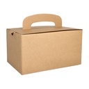 5 x 20 Lunch-Boxen, Pappe "pure" eckig 12,5 cm x 15,5 cm x 22,5 cm braun mit Tragegriff