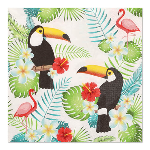 [89038] 10 x 20 Servietten, 3-lagig 1/4-Falz 33 cm x 33 cm "Toucans"