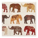 10 x 20 Servietten, 3-lagig 1/4-Falz 33 cm x 33 cm "Elephants"