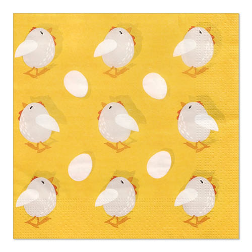 15 x 20 Servietten, 3-lagig 1/4-Falz 33 cm x 33 cm "Kycklingar"