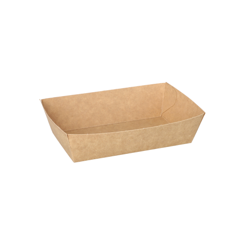 [89103] 12 x 50 Snacktrays, Pappe "pure" 3,5 cm x 7 cm x 12 cm braun