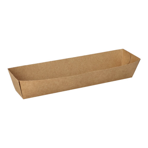 [89104] 14 x 50 Snacktrays, Pappe "pure" 3,5 cm x 3,3 cm x 18,5 cm braun