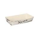 12 x 50 Pommes-Frites-Trays 3,5 cm x 7 cm x 15 cm weiss "Newsprint"