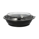 9 x 25 Salatschalen, PET 1000 ml Ø 21,8 cm · 6 cm schwarz "Snap It" mit Deckel R-PET glasklar
