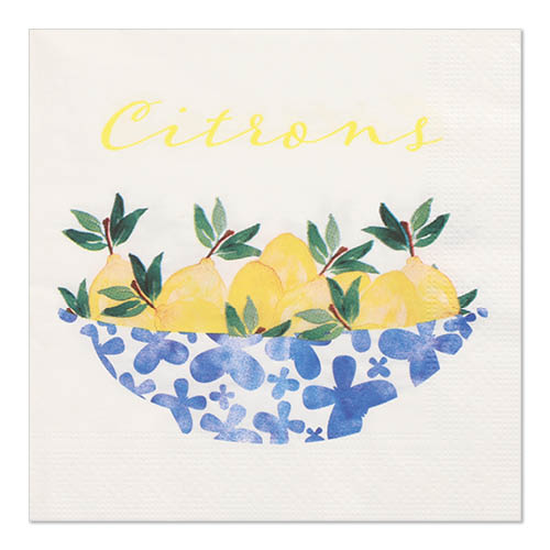 [89128] 10 x 20 Servietten, 3-lagig 1/4-Falz 33 cm x 33 cm "Citrons"