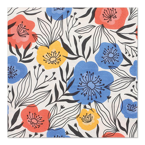 10 x 20 Servietten, 3-lagig 1/4-Falz 33 cm x 33 cm "Flowerfield"