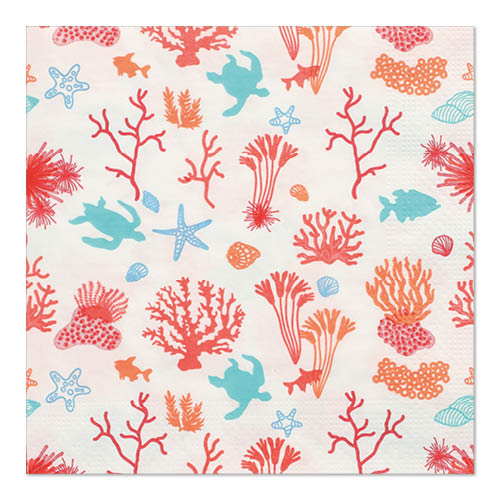 10 x 20 Servietten, 3-lagig 1/4-Falz 33 cm x 33 cm "Under the Sea"