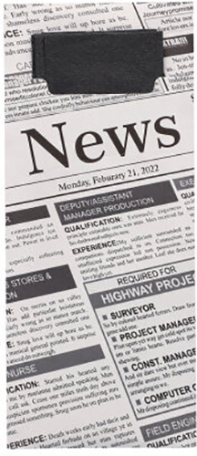 [89189] 520 Bestecktaschen 20 cm x 8,5 cm schwarz/weiss "Newsprint" inkl. schwarzer Serviette