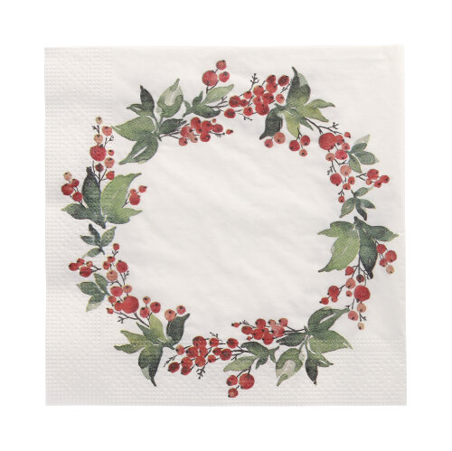 15 x 20 Servietten, 3-lagig 1/4-Falz 33 cm x 33 cm "Holly Crown"