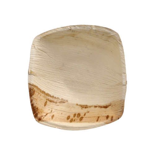 [89255] 4 x 25 Schalen Palmblatt "pure" 350 ml 4,5 cm x 17 cm x 17 cm natur "QUADRATO"