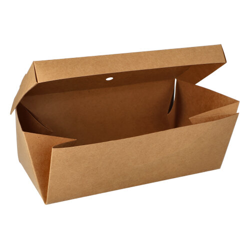 [89258] 10 x 20 Burgerboxen, Pappe "pure" 10 cm x 13 cm x 25 cm braun faltbar, groß
