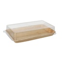 5 x 10 Sushi-Schalen Palmblatt eckig 200 ml 4,4 cm x 22 cm x 14,2 cm natur mit rPET Deckel "Kombipack"