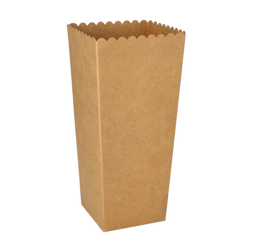 10 x 100 Popcorn-Boxen Pappe "pure" eckig 1300 ml 19,7 cm x 7 cm x 7 cm braun klein